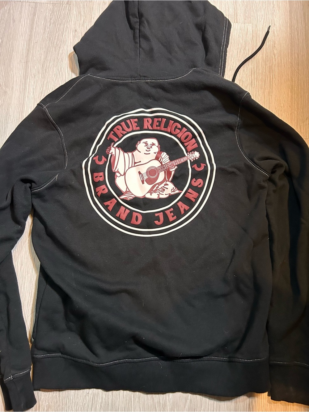 True Religion Black Logo Seal Sherpa Zip Hoodie Fleece Retail - Picture 3 of 3